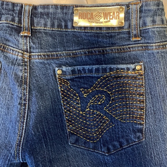 Rocawear size 11 lowrise flare Y2k gold embroidered pockets vintage 00’s sexy - Picture 8 of 12